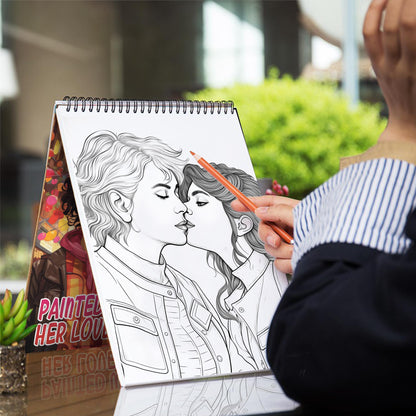 Painted With Her Love Spiral Bound Coloring Book: 30 Captivating Coloring Scenes of Devoted Couples