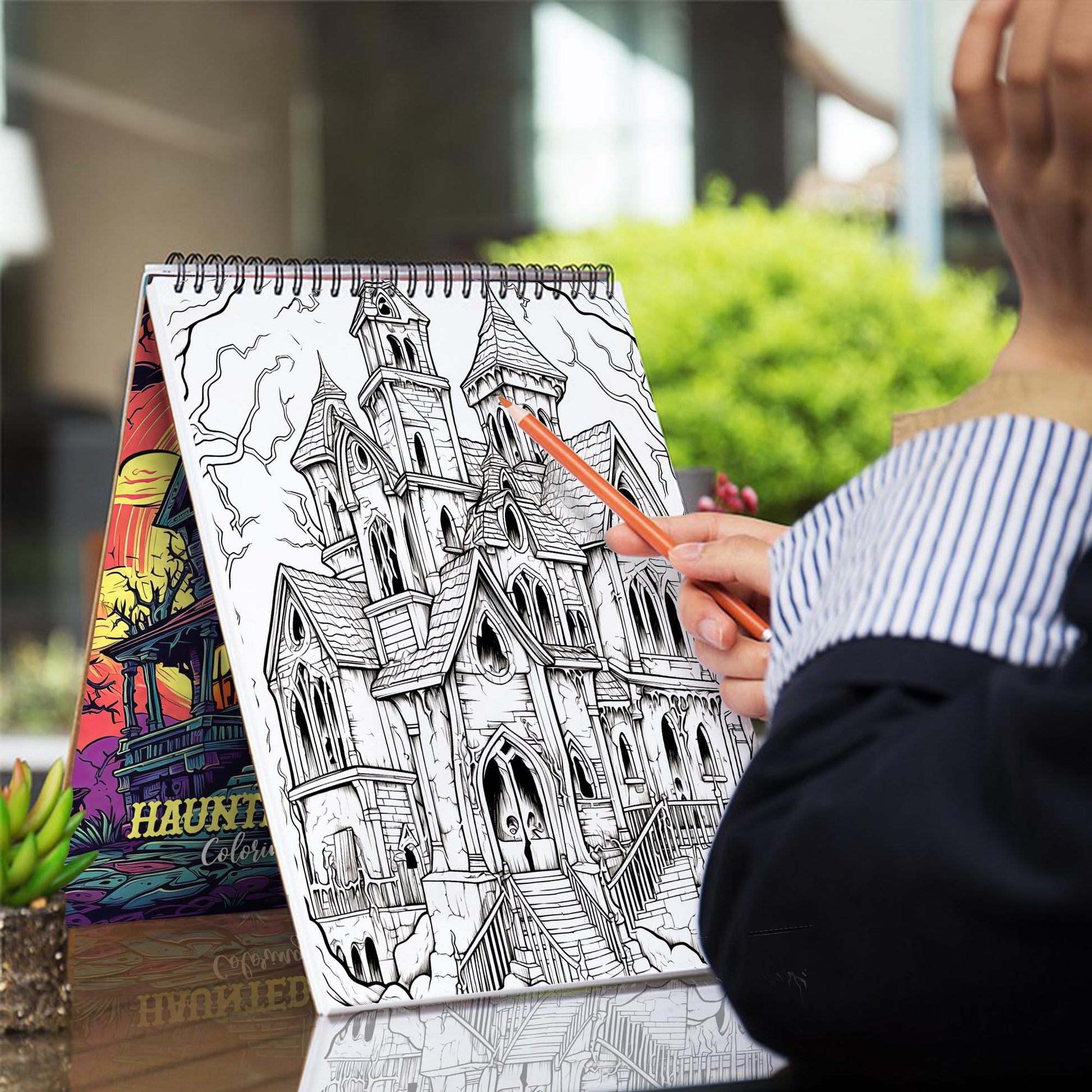 Haunted House Spiral Coloring Book: 30 Breathtaking Coloring Pages, Showcasing Haunted Houses with their Creepy Architecture and Haunting Surroundings