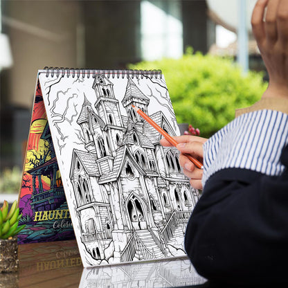 Haunted House Spiral Coloring Book: 30 Breathtaking Coloring Pages, Showcasing Haunted Houses with their Creepy Architecture and Haunting Surroundings