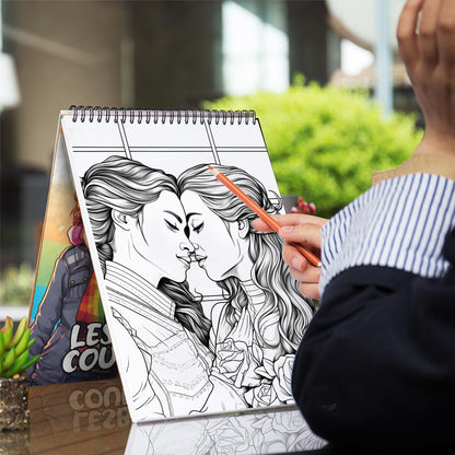 Lesbian Couples Spiral Bound Coloring Book: 30 Captivating Coloring Scenes of Adoring Lesbian Couples