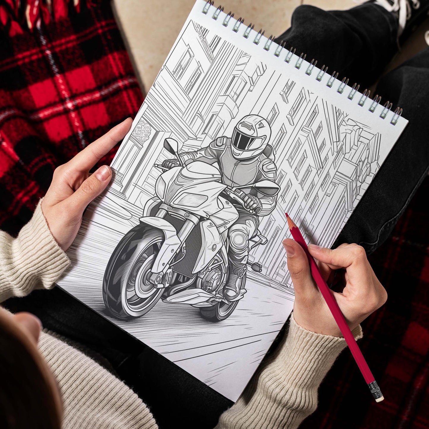 Racing Motorcycle Spiral Coloring Book: Indulge in 30 Whimsical Coloring Pages, Featuring Speedy Racing Motorcycles with Striking Designs