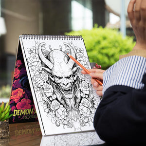 Demon And Flower Spiral-Bound Coloring Book: Showcasing 30 Unique and Mesmerizing Designs 