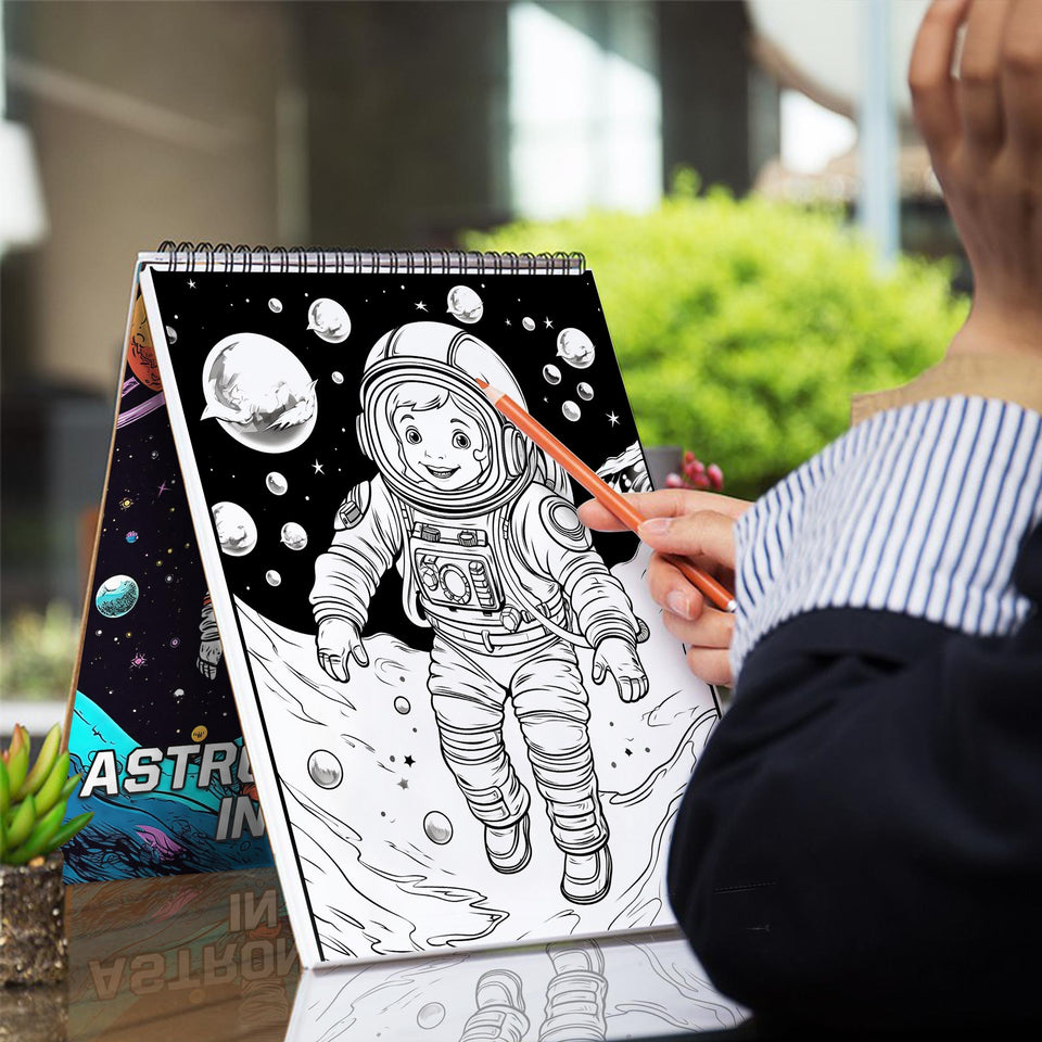 Astronaut In Space Spiral Coloring Book: 30 Fascinating Coloring Pages, Featuring Astronauts Floating in Space and Performing Extraordinary Tasks