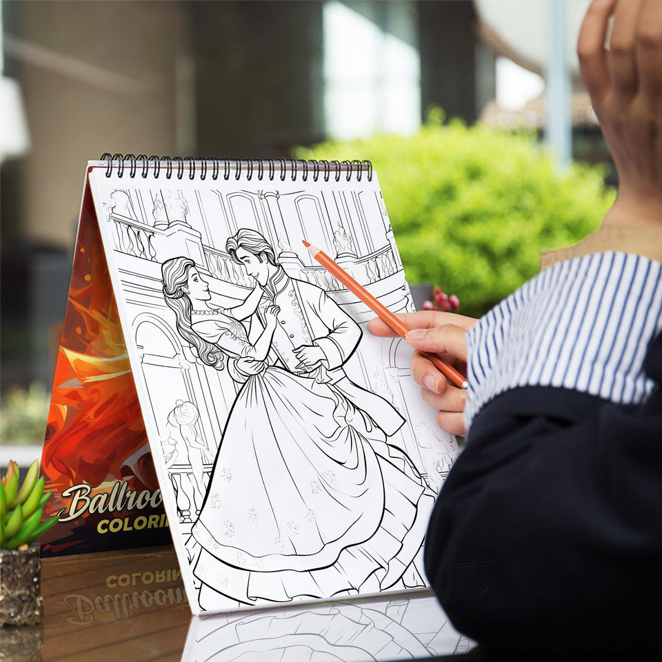Ballroom Dance Spiral Coloring Book: 30 Whimsical Coloring Pages of Ballroom Dancing