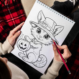 Halloween Kitty Spiral-Bound Coloring Book: 30 Artistic Coloring Pages Inspired by the Whimsy of Halloween Kitties. 