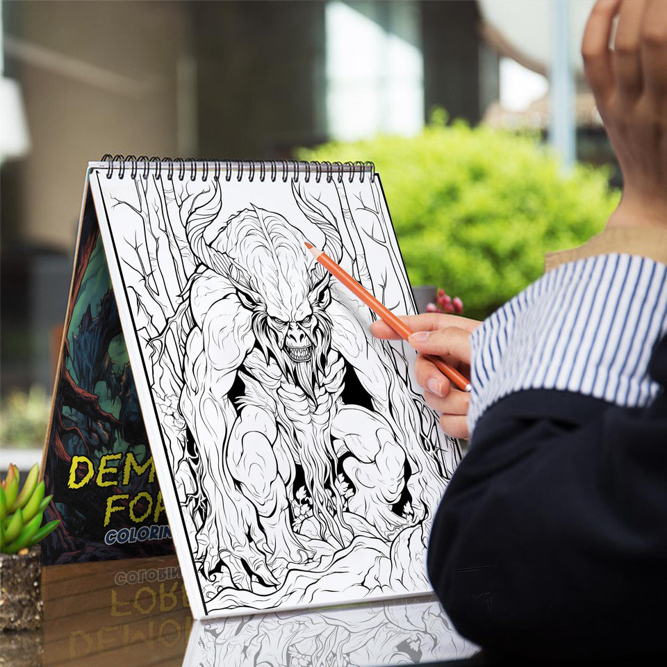 Demons In Forest Spiral-Bound Coloring Book: 30 Demons in the Forest Coloring Pages for a Dark and Intriguing Coloring Experience