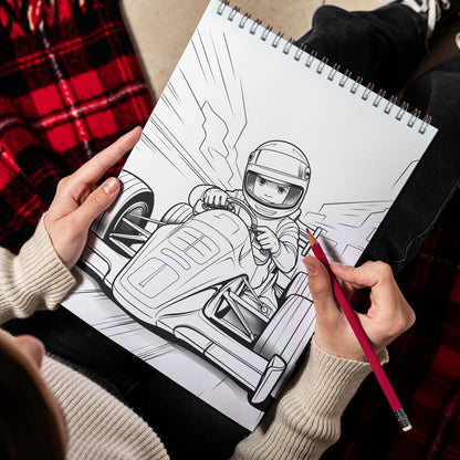Racing Boys Spiral Bound Coloring Book: 30 Captivating Racing Boys Coloring Pages for an Adrenaline-Fueled Experience