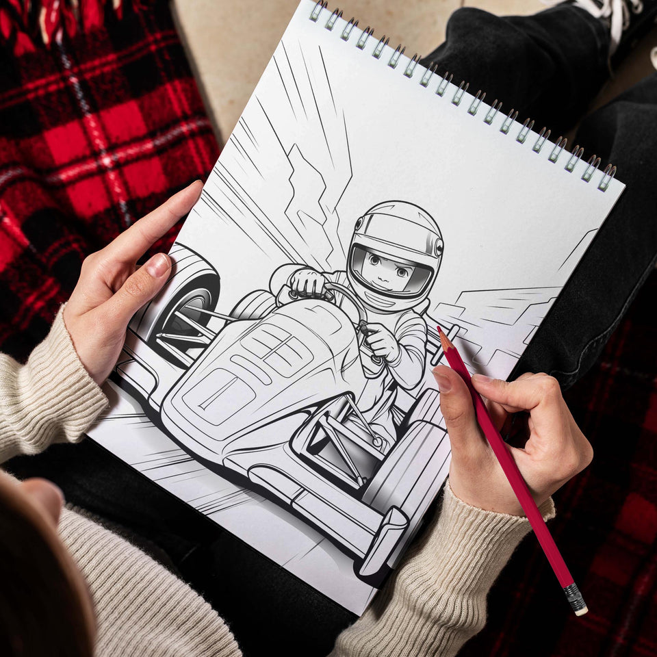 Racing Boys Spiral Bound Coloring Book: 30 Captivating Racing Boys Coloring Pages for an Adrenaline-Fueled Experience