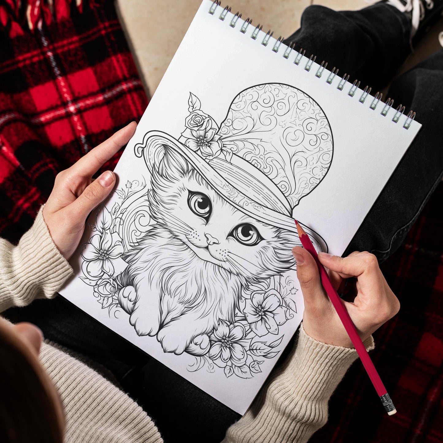 Magical Kitty Witches Spiral-Bound Coloring Book: 30 Captivating Coloring Scenes of Adorable Magical Kitty Witches 