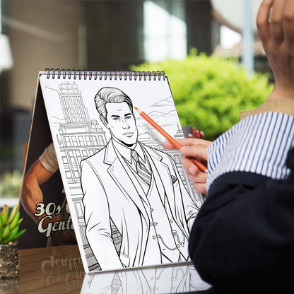 30s Charming Gentle Man Spiral Bound Coloring Book: 30 Enchanting Coloring Pages, Unleashing Your Creativity in the World of Charming Gentlemen