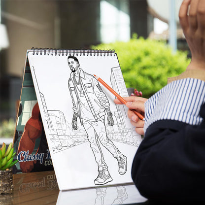 Classy Black Man Spiral Bound Coloring Book: 30 Dashing Coloring Pages, Fostering Focus and Imagination while Celebrating the Classy Appeal of Black Americans