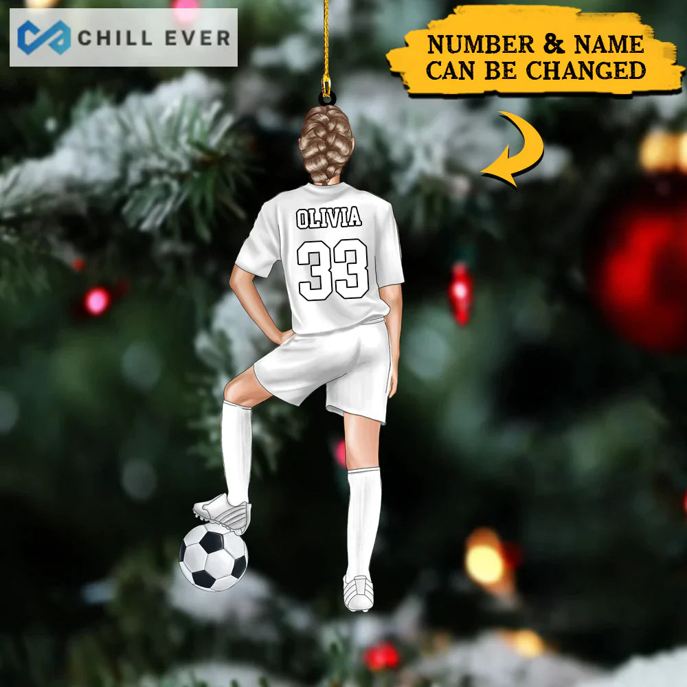 Personalized soccer player Christmas Ornament, Custom Shape Ornament Decor CTH01