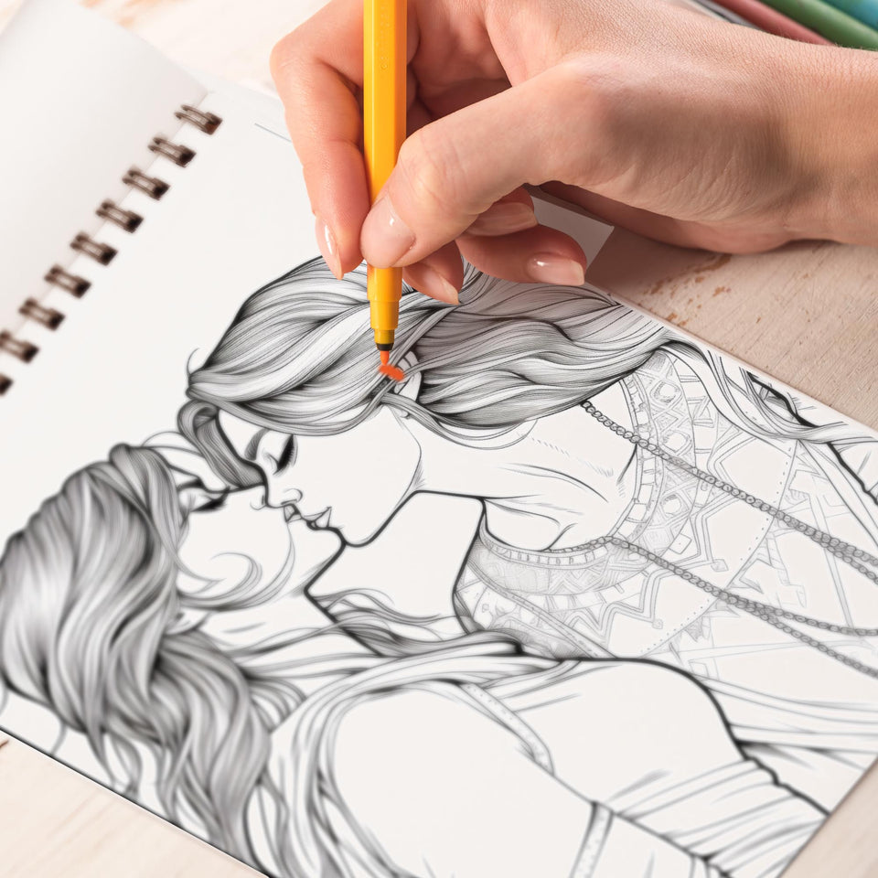 Lesbian Pride Spiral Coloring Book: Embrace the Spectrum of Love with 30 Pages, Inviting You to Color Beautiful Moments of Lesbian Love and Unity