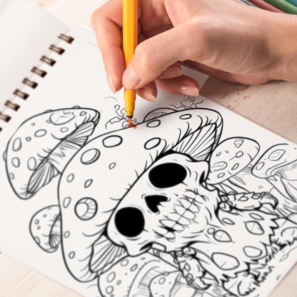 Creepy Kawaii Mushroom Spiral Coloring Book: Celebrate the Charming Peculiarities of Kawaii Mushrooms with 30 Pages of Creepy-Cute Artwork