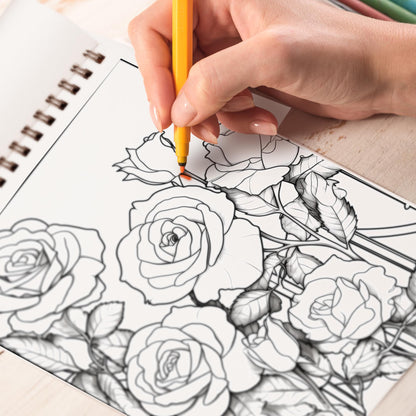 Aesthetic Roses Spiral-Bound Coloring Book: 30 Captivating Illustrations