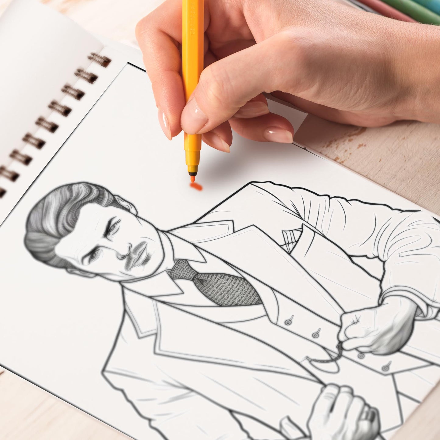 30s Handsome Men Spiral Bound Coloring Book: 30 Enchanting Coloring Pages, Unleashing Your Creativity in the World of Handsome Men