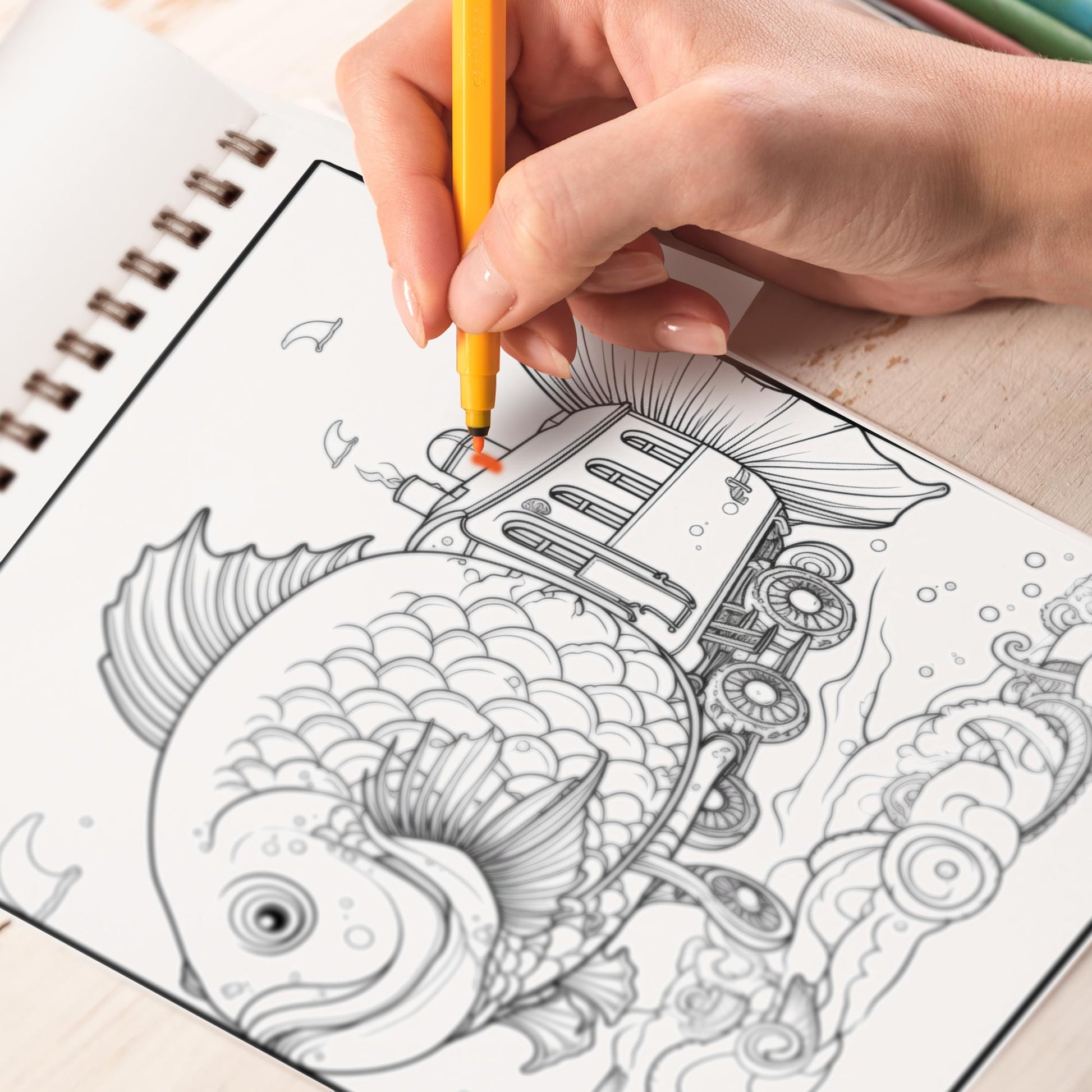 Enchanted Train Spiral Coloring Book: 30+ Enchanted Train Illustrations | Relaxation, Mindfulness, and Fun for All Ages | Perfect Gift for Train Enthusiasts and Adventure Seekers