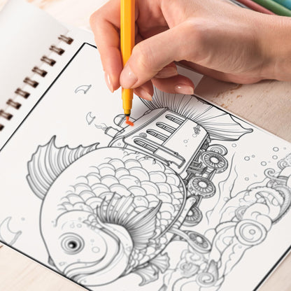Enchanted Train Spiral Coloring Book: 30+ Enchanted Train Illustrations | Relaxation, Mindfulness, and Fun for All Ages | Perfect Gift for Train Enthusiasts and Adventure Seekers