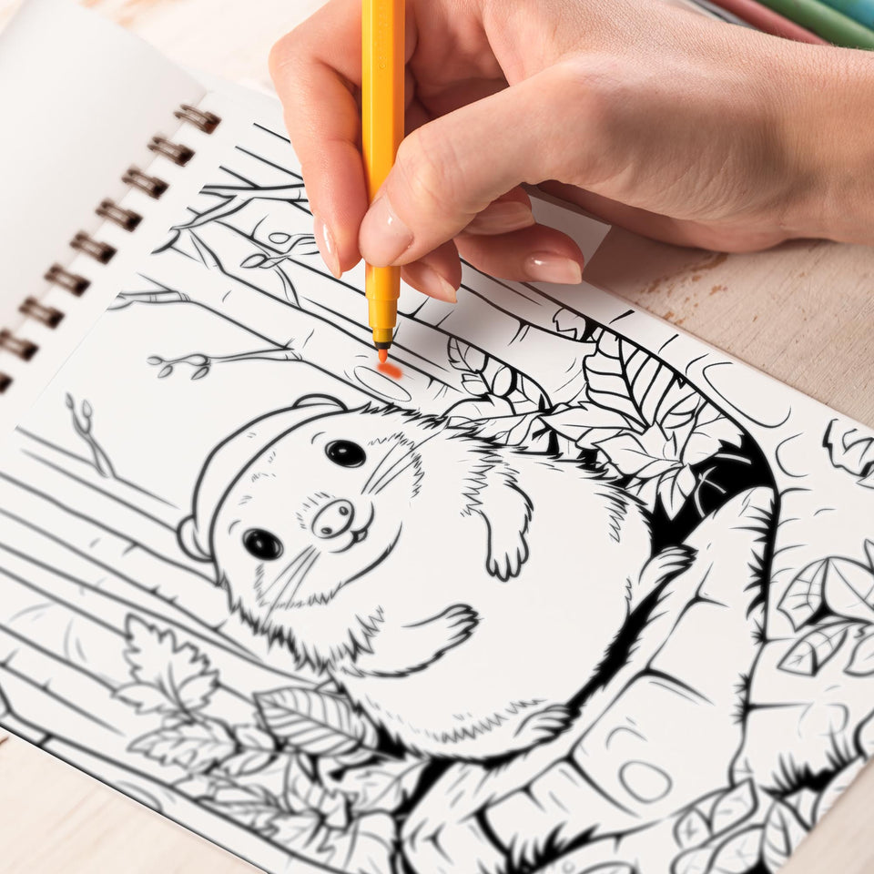 Cute Kawaii Forest Animal Spiral-Bound Coloring Book: 30 Exquisite Coloring Pages that Showcase the Adorable and Playful Creatures