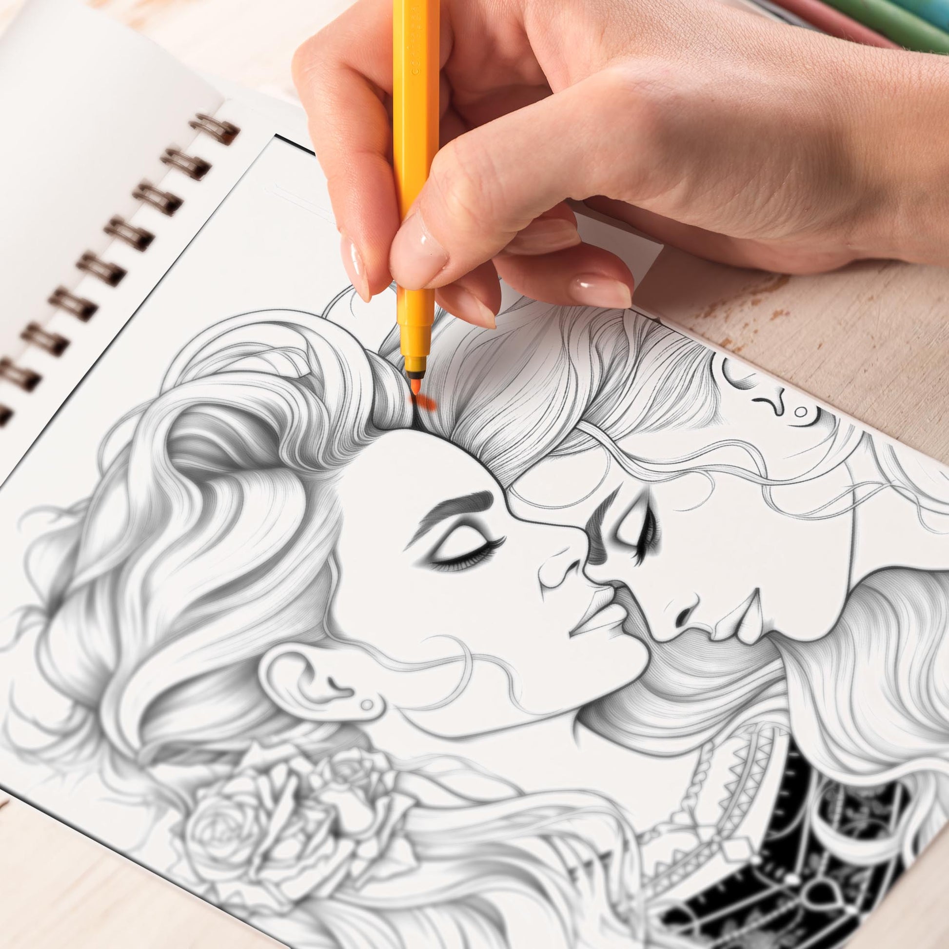 Lesbian Happiness Spiral Bound Coloring Book: 30 Charming Pages Filled with Heartfelt Moments of Lesbian Romance and Contentment