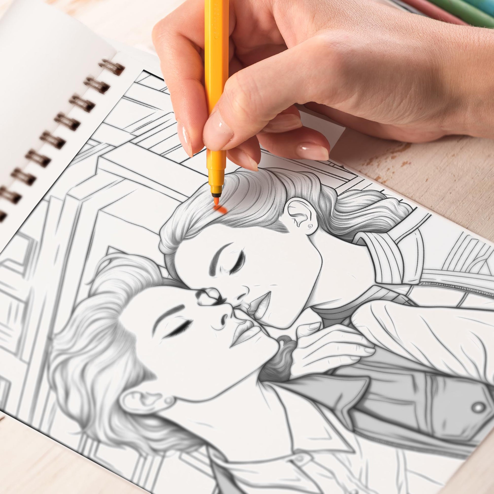 Beautiful Girl Love Spiral Bound Coloring Book:  30 Captivating Coloring Scenes of Beautiful Couples