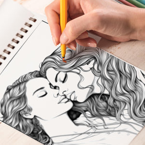 Lesbian Lovers Spiral Bound Coloring Book: 30 Captivating Coloring Scenes of Loving Couples