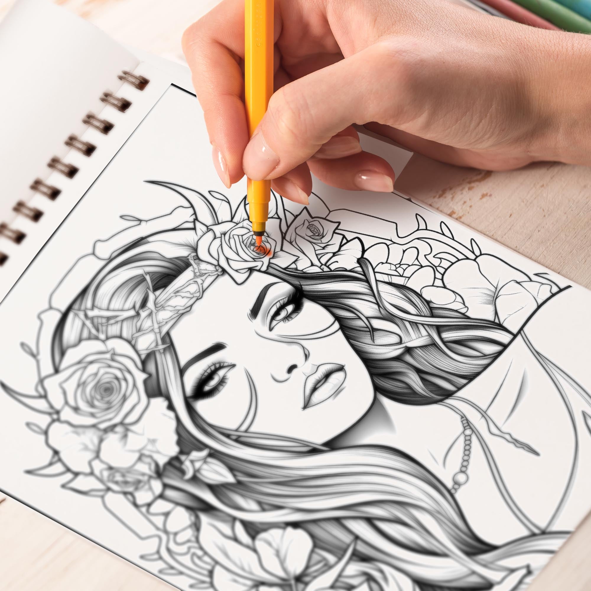 Bewitching Nightshade Spiral Bound Coloring Book: 30 Chilling Coloring