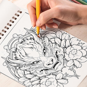 Demon And Flower Spiral-Bound Coloring Book: Showcasing 30 Unique and Mesmerizing Designs 