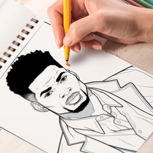 Handsome African American Men Spiral Bound Coloring Book: 30 Enchanting Coloring Pages, Unleashing Your Creativity in the World of Distinguished African American Men