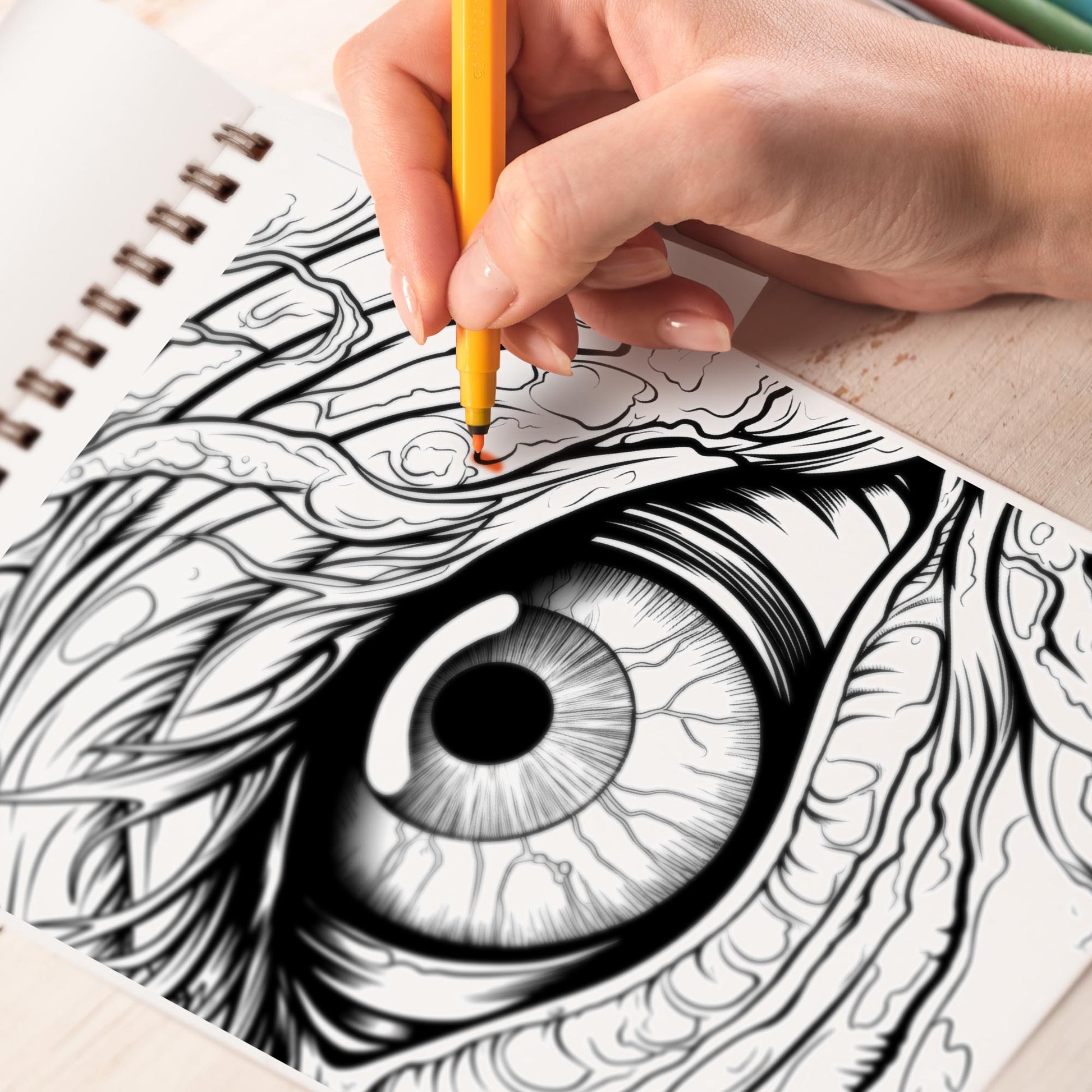 Monster Eyes Spiral Coloring Book: Dive into the Monster Eyes Coloring Book with 30 Captivating and Spooky Illustrations