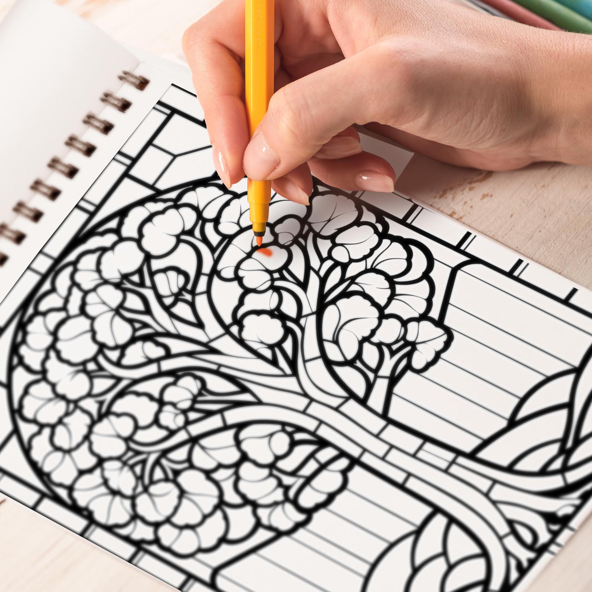 Stained Glass Plants Spiral Coloring Book: 30 Charming Coloring Pages for Coloring Enthusiasts to Embrace the Elegance and Translucency of Stained Glass Plant Illustrations