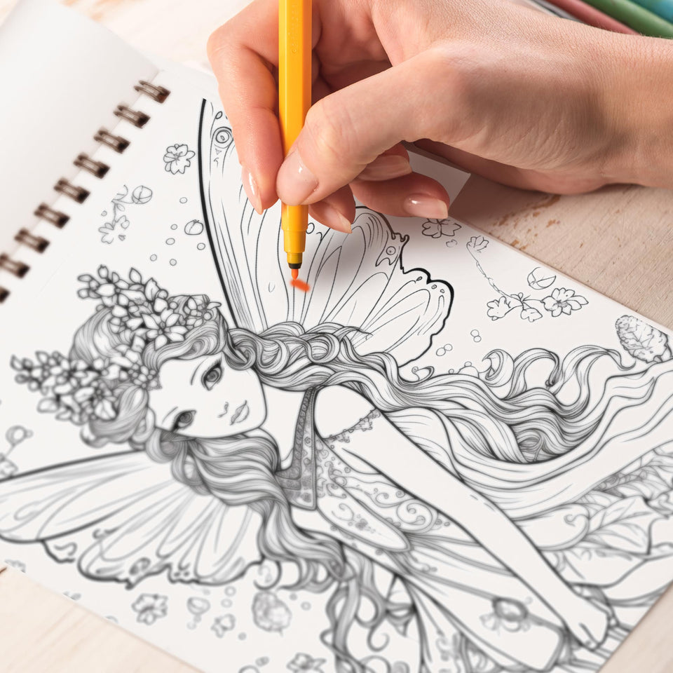 Goth Fairies Spiral Coloring Book: 30 Enchanting Coloring Pages, Bringing to Life Stories of Darkly Magical Gothic Fairies