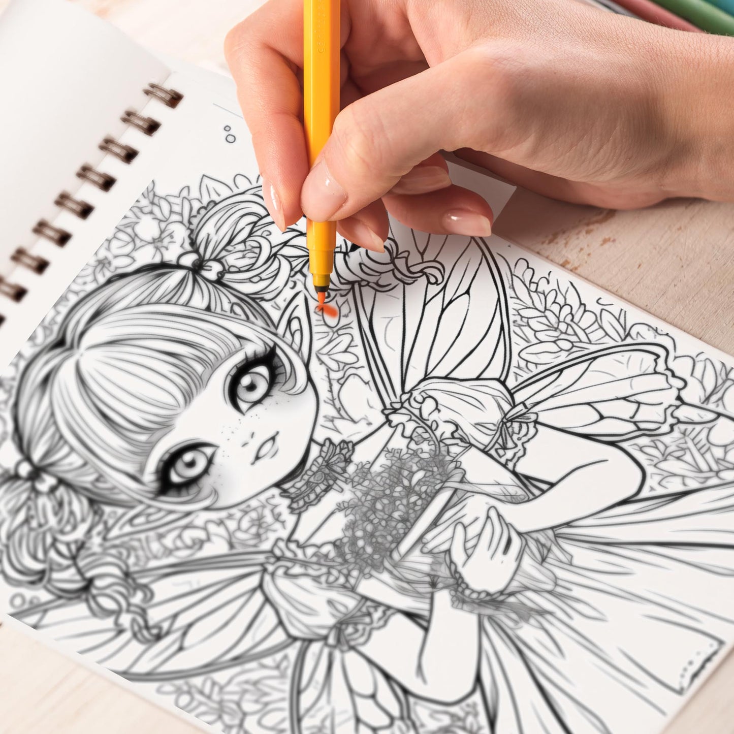 Fantasy Kawaii Fairy Spiral Coloring Book: 30 Pages, Featuring Adorable Kawaii Fairies in Magical Settings