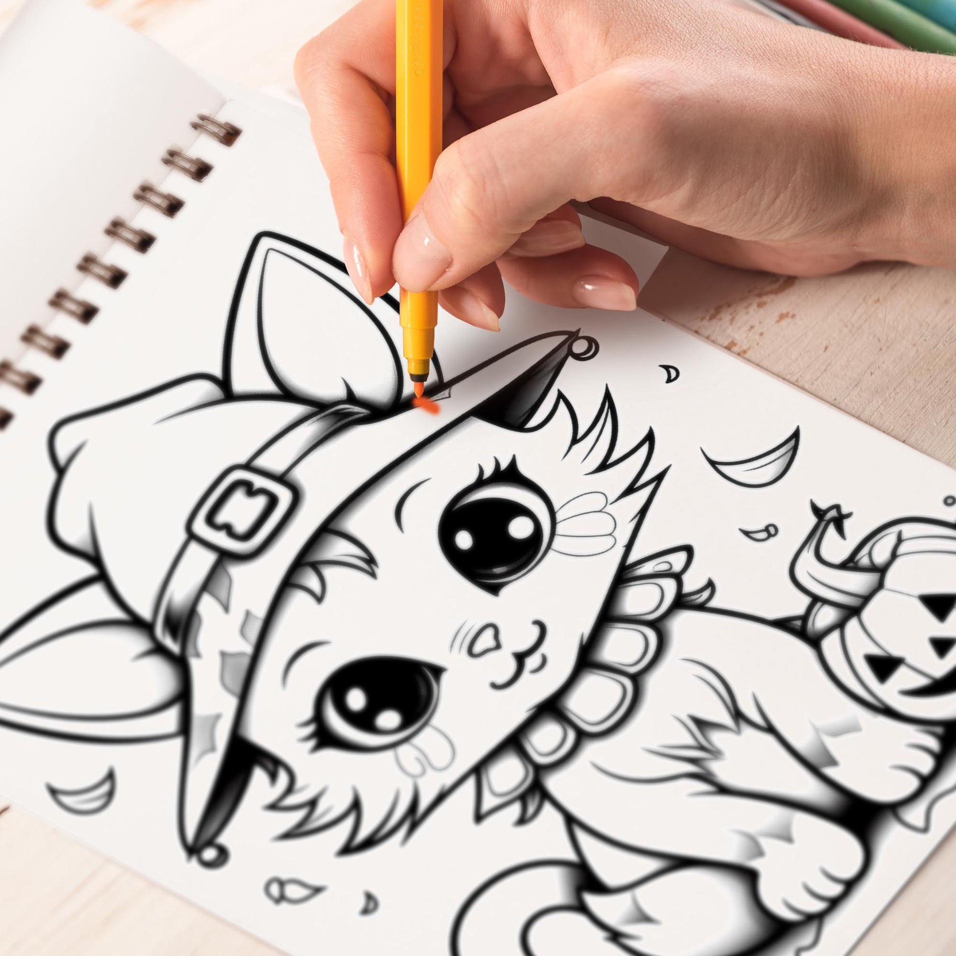Magical Kitty Witches Spiral-Bound Coloring Book: 30 Captivating Coloring Scenes of Adorable Magical Kitty Witches 