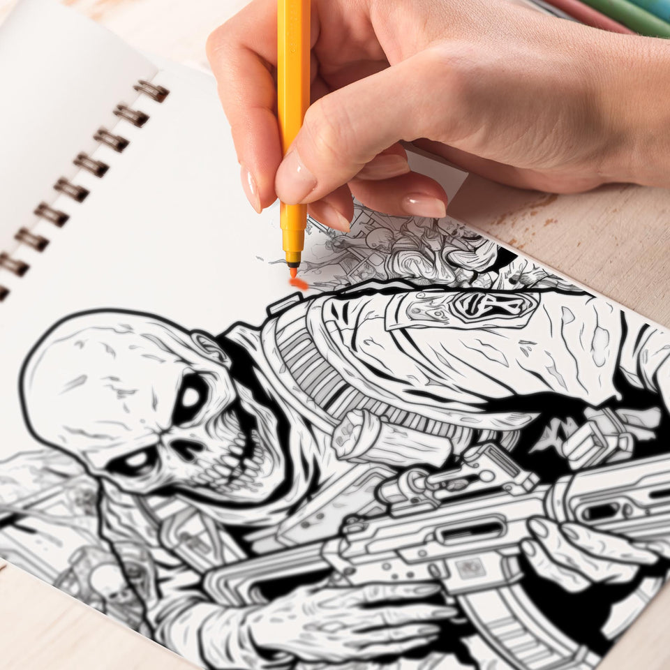 Zombie Apocalypse Spiral Bound Coloring Book: 30 Charming Coloring Pages for Coloring Enthusiasts to Embrace the Gruesome and Tense Atmosphere of the Post-Apocalyptic Era