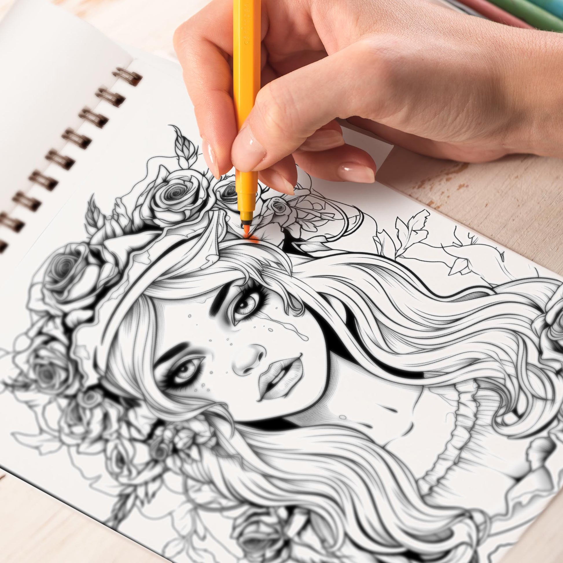 Shadowed Seductress Spiral-Bound Coloring Book: 30 Coloring Pages for Gothic Art Enthusiasts to Unleash Their Creative Expression 