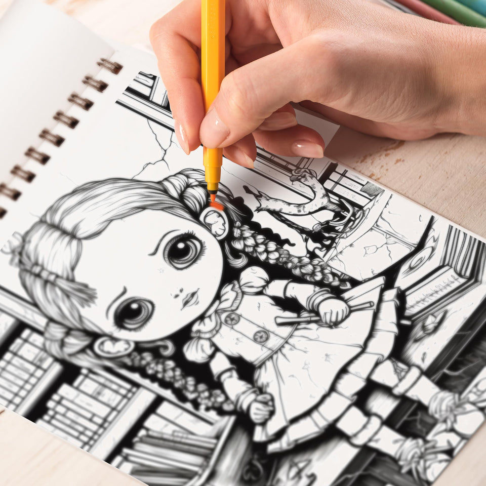 Creepy Doll Spiral Bound Coloring Book: Discover 30 Serene Coloring Pages, Inviting You to Color Dolls with a Gothic Twist and Haunting Details