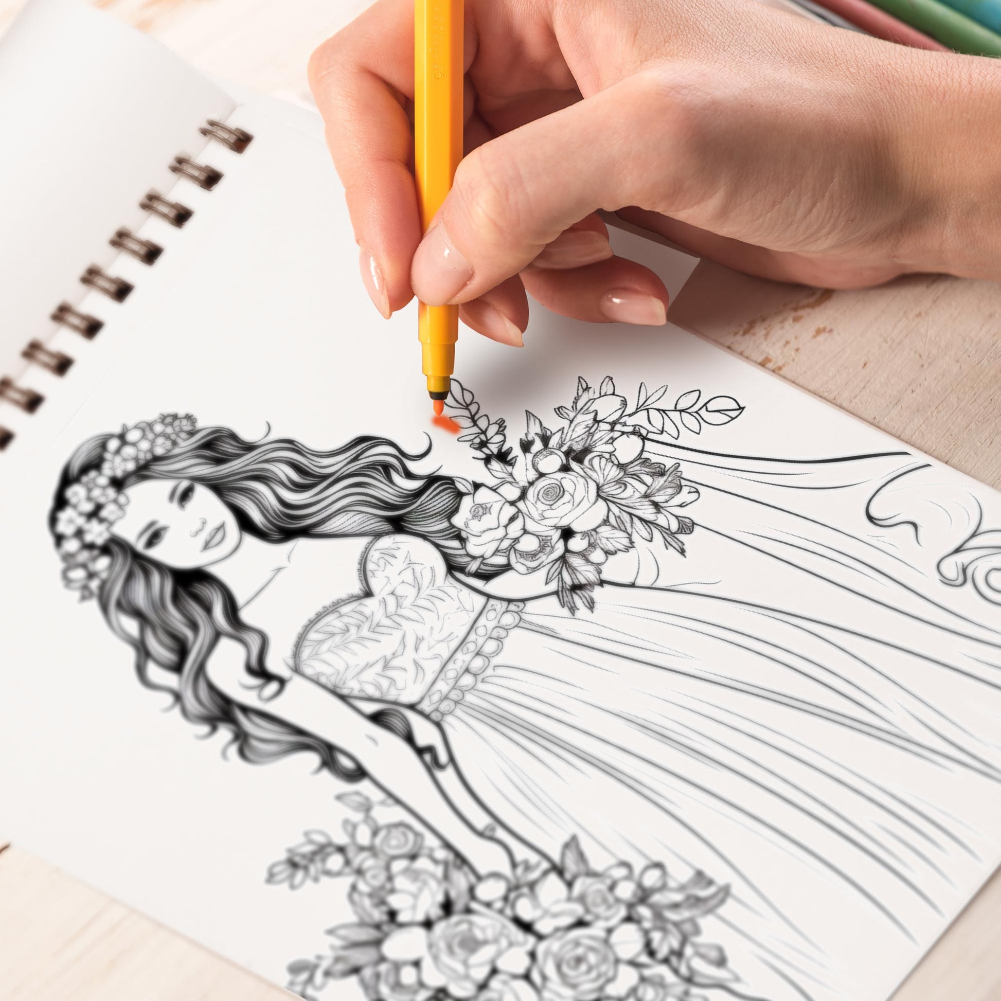Bride Coloring Book: Discover the Grace and Glamour of Brides with 30 Captivating Coloring Pages that Showcase the Splendor of Bridal Fashion and Celebrations