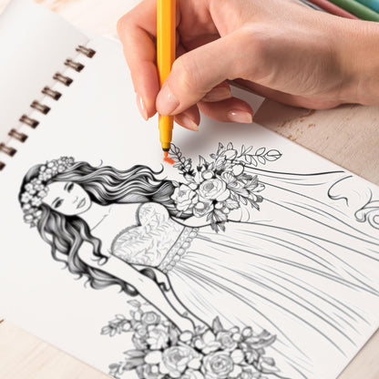 Bride Coloring Book: Discover the Grace and Glamour of Brides with 30 Captivating Coloring Pages that Showcase the Splendor of Bridal Fashion and Celebrations