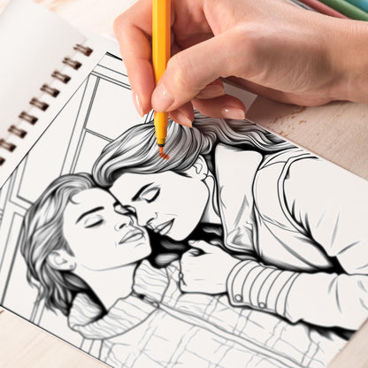 Lesbian Affection Spiral Bound Coloring Book: 30 Captivating Coloring Scenes of Loving Lesbian Couples