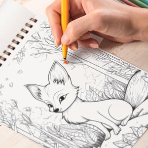 Animals In Woodland Coloring Book