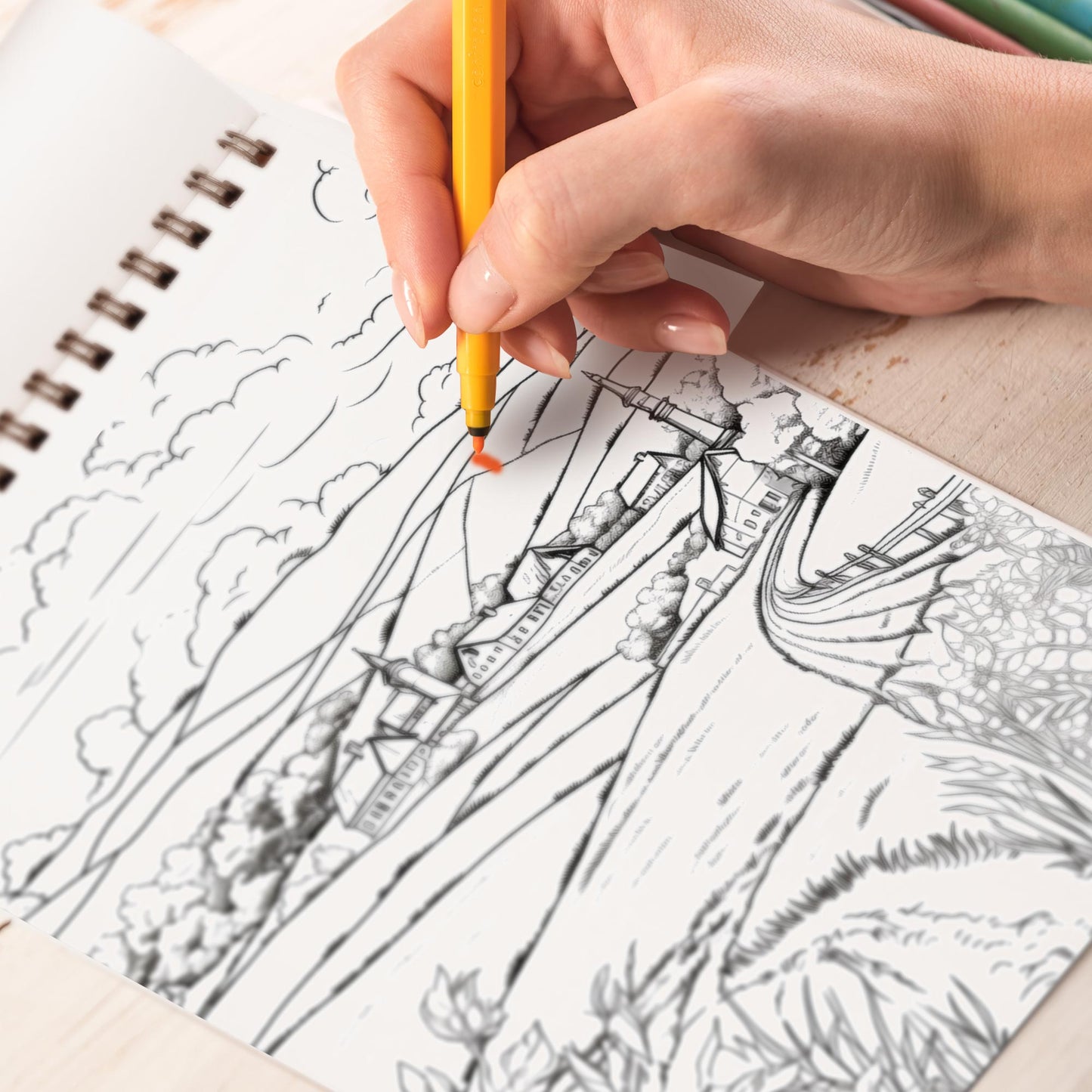 Countryside Landscapes Spiral Coloring Book: Enchanting Rural Vistas, Immerse Yourself in the Serenity of Countryside Landscapes