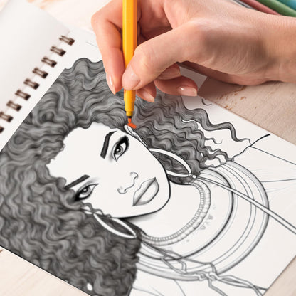 Beauty of Black Women Spiral Coloring Book: 30 Exquisite Coloring Pages Celebrating the Beauty of Black Women