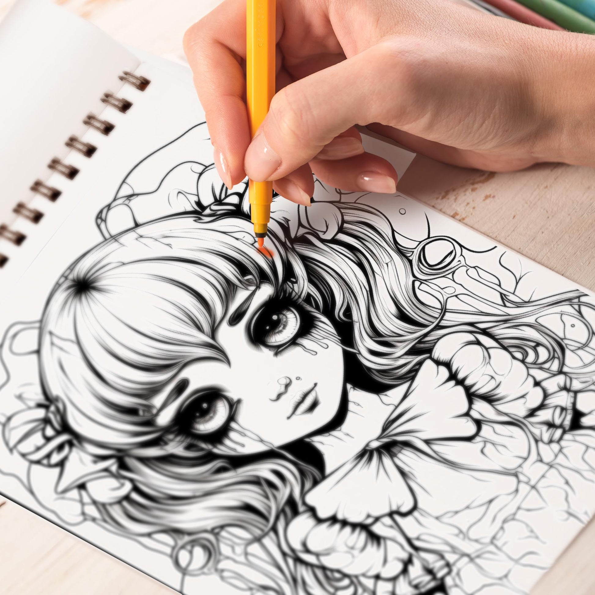 Scary Doll Spiral Bound Coloring Book: 30 Exquisite Coloring Pages that Showcase the Dark and Disturbing Nature of these Eerie Figures
