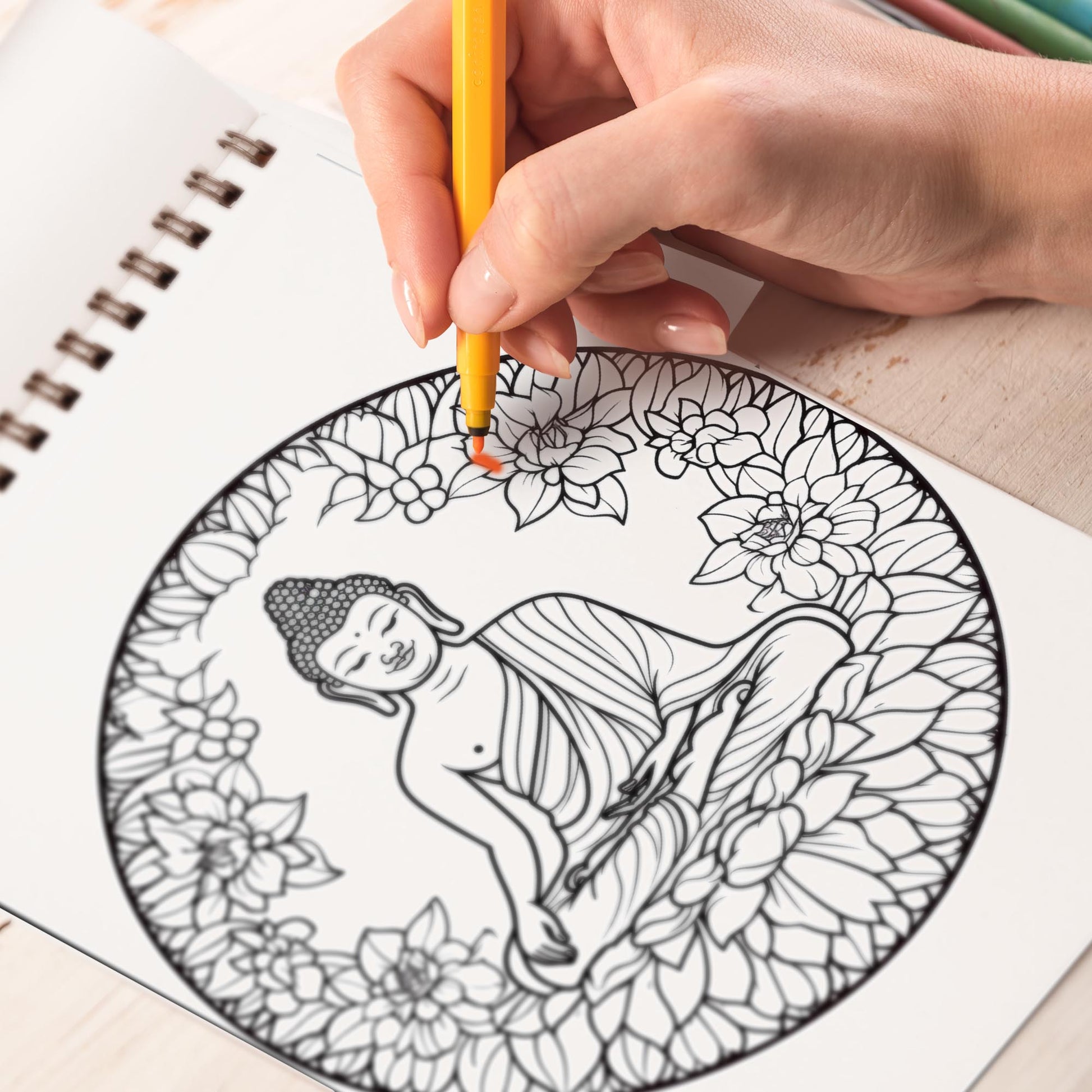 Buddhist Spiral Coloring Book: 30 Beautiful Pages to Explore Buddhist Concepts of Compassion and Wisdom
