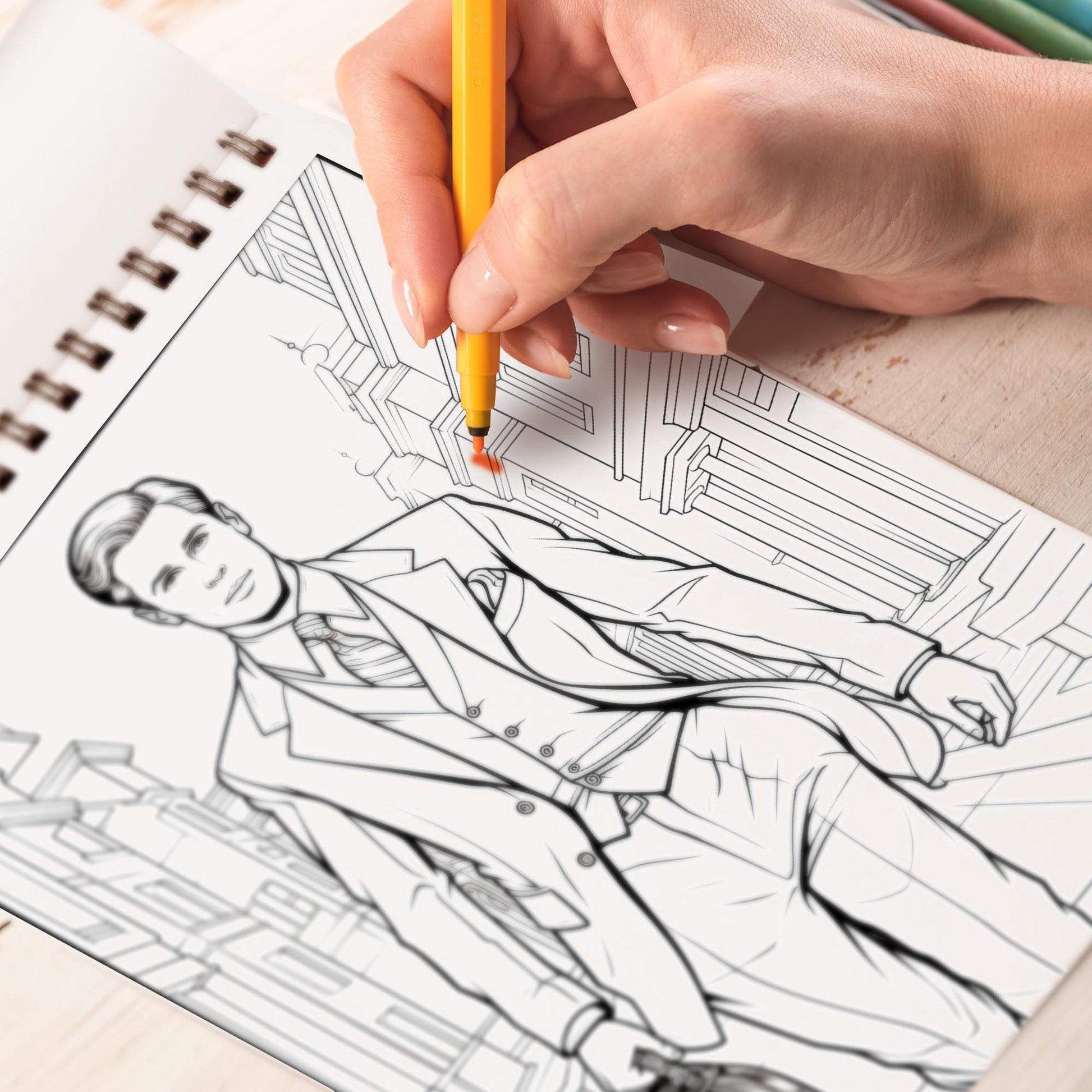 30s Charming Gentle Man Spiral Bound Coloring Book: 30 Enchanting Coloring Pages, Unleashing Your Creativity in the World of Charming Gentlemen