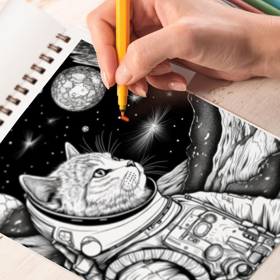 Astronaut Cat Coloring Book