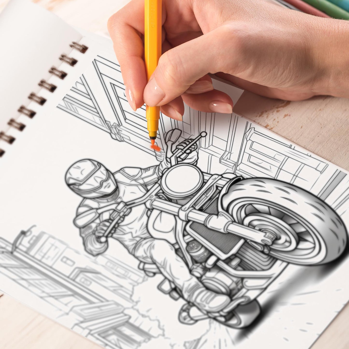 Racing Motorcycle Spiral Coloring Book: Indulge in 30 Whimsical Coloring Pages, Featuring Speedy Racing Motorcycles with Striking Designs