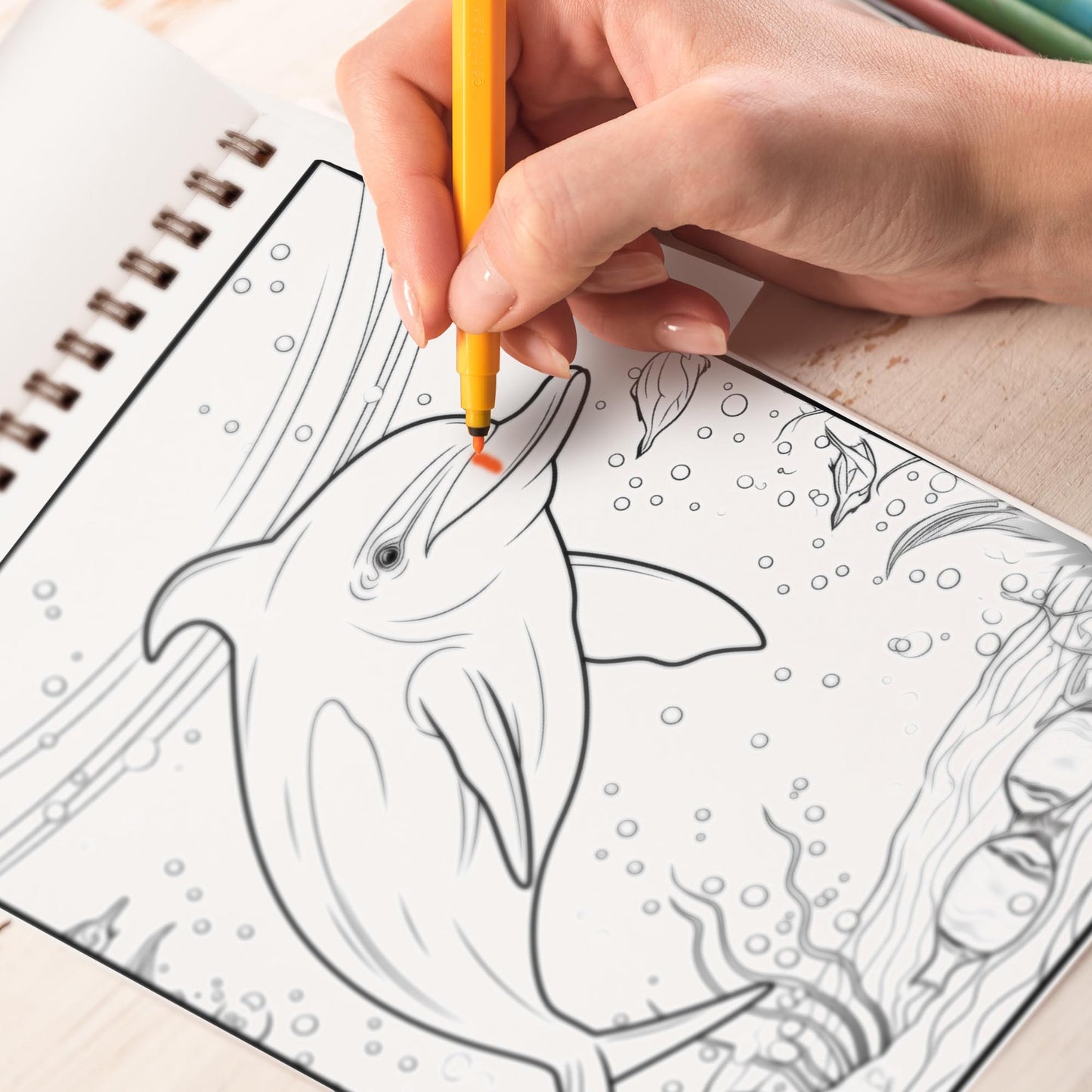 Enchanted Dolphin Spiral Bound Coloring Book: Relaxation, Mindfulness, and Fun for All Ages