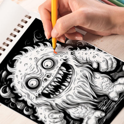 Midnight Monster Spiral Bound Coloring Book: Creepy Kawaii Monster Coloring Pages for Teen and Adults to Relax and Unwind